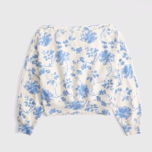 Abercrombie & Fitch Blue Floral Cream Sweatshirt Sunday Slash Top Size Small